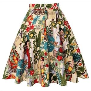HANDMADE Apricot Love Like Frida A Line Tropical Paradise Summertime Skirt